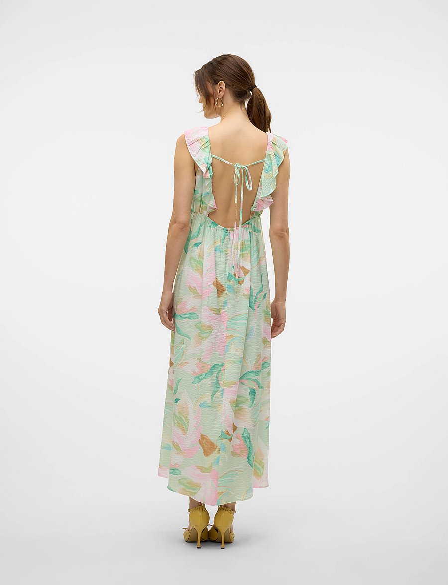 Vero Moda - VMJOSIE SL ANKLE FRILL DRESS WVN GA - birds egg green - 3