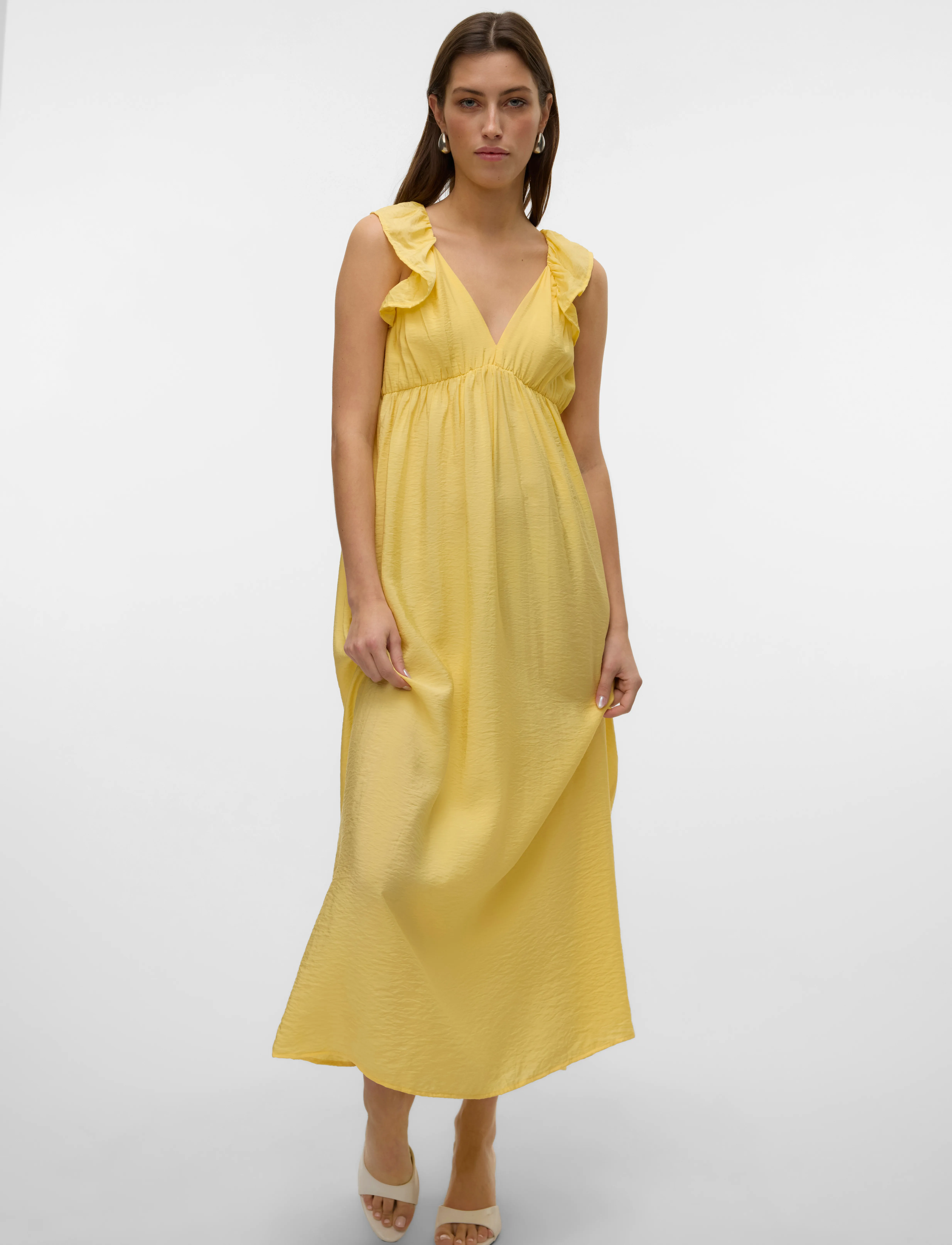 Vero Moda - VMJOSIE SL ANKLE FRILL DRESS WVN GA - sommarklänningar - pale banana - 4