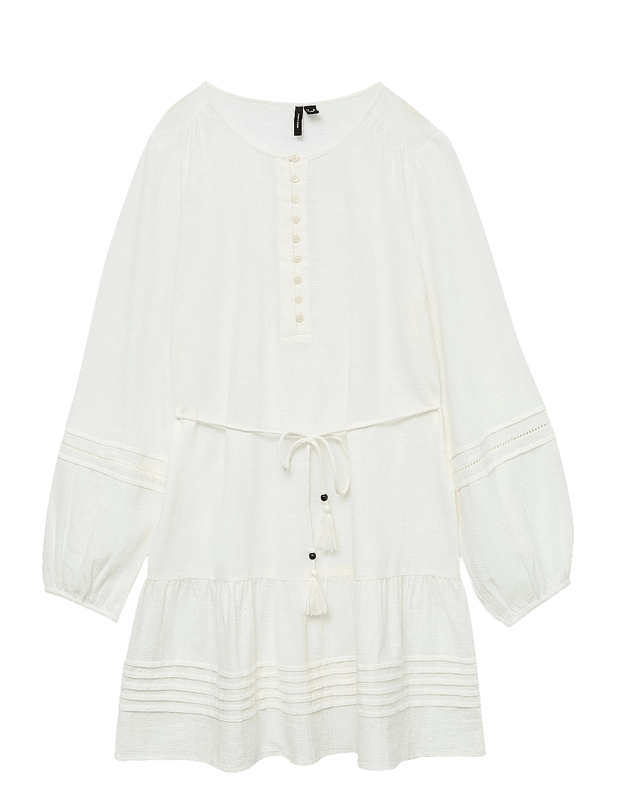 Vero Moda - VMOLYA LS SHORT DRESS WVN GA - konfirmation - snow white - 1