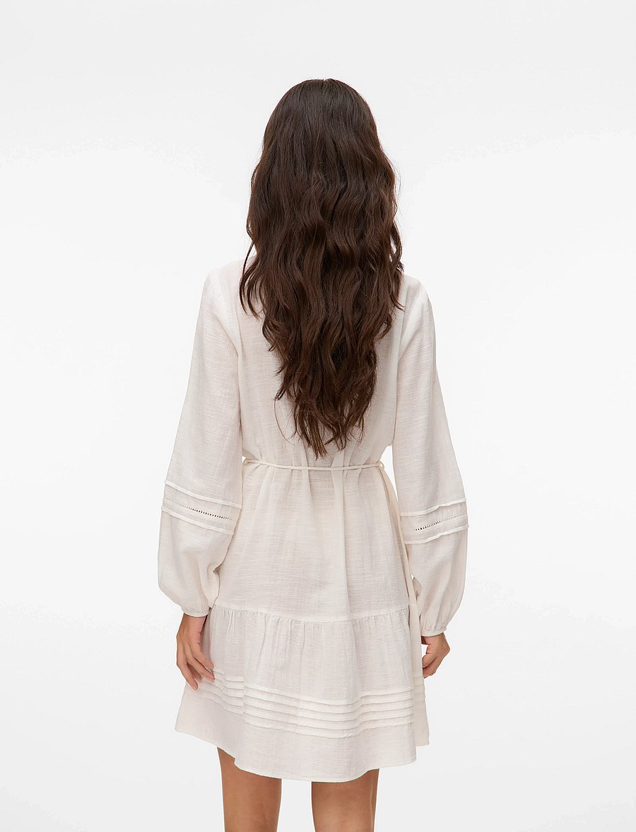Vero Moda - VMOLYA LS SHORT DRESS WVN GA - konfirmation - snow white - 2