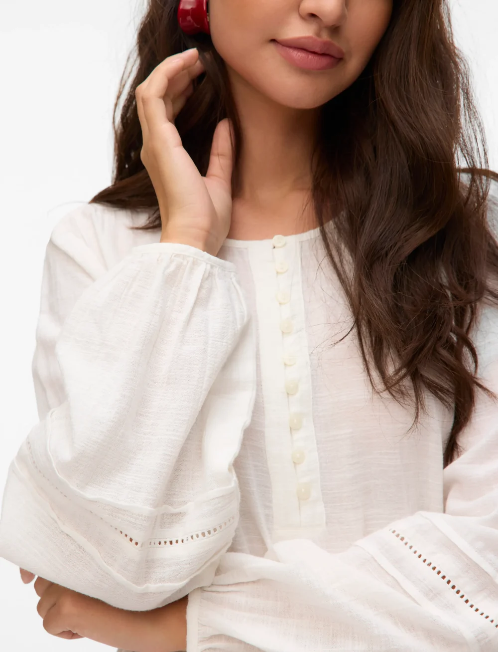 Vero Moda - VMOLYA LS SHORT DRESS WVN GA - konfirmation - snow white - 3