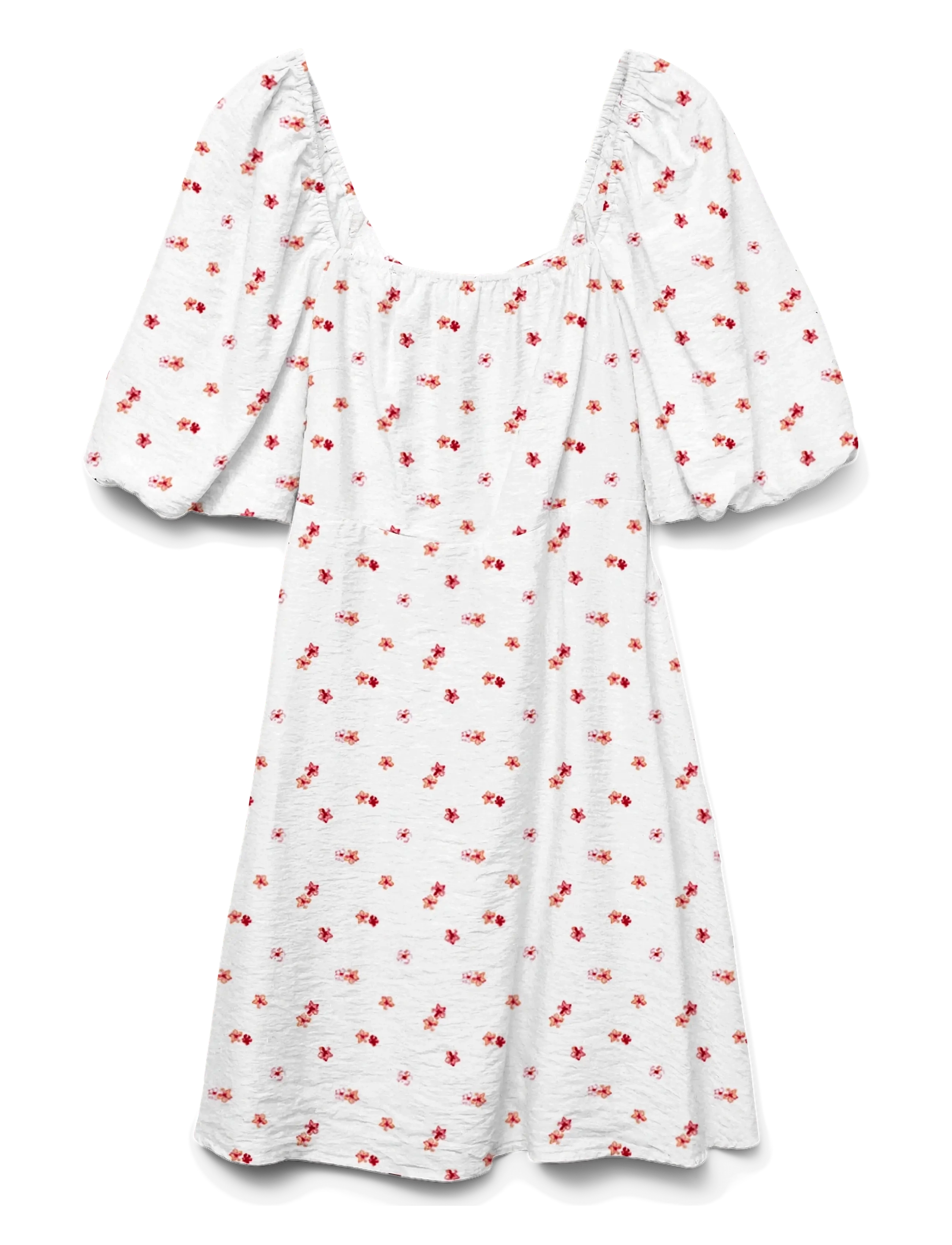 Vero Moda Vmodette 2/4 Short Bow Dress Wvn, L, White, Kjoler > Kort Kjole, Dame