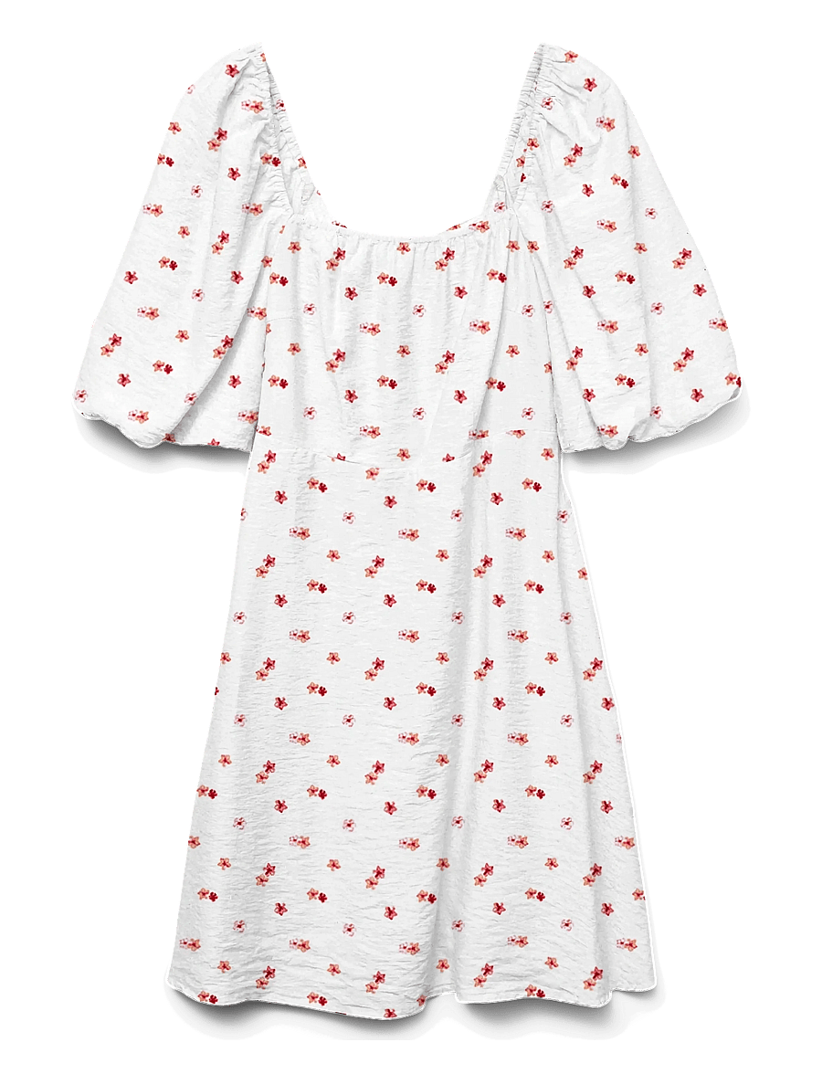 Vero Moda - VMODETTE 2/4 SHORT BOW DRESS WVN - konfirmationstøj - cloud dancer - 0