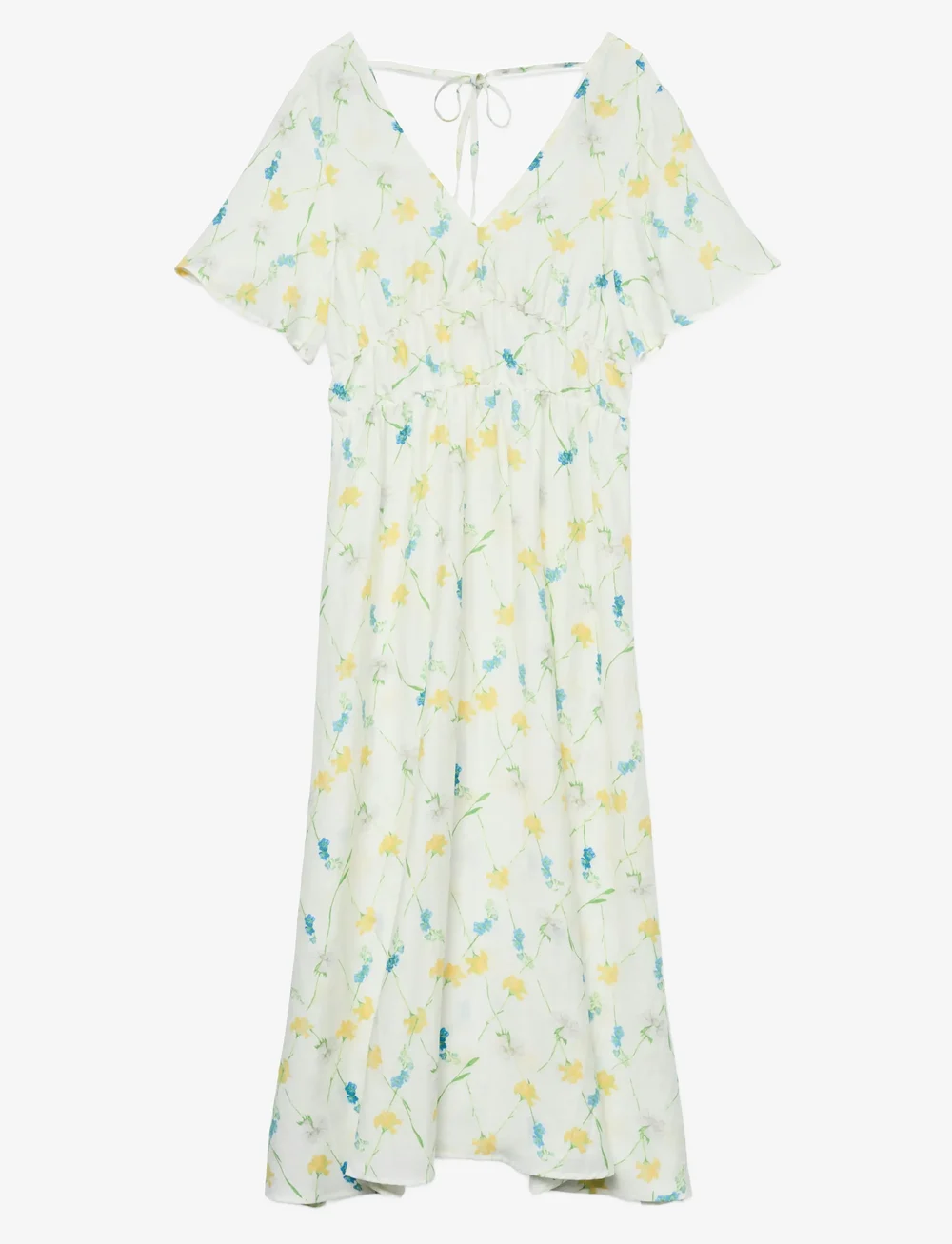 Vero Moda - VMFLORA OLGA SS 7/8 DRESS WVN GA - midi kjoler - snow white - 1