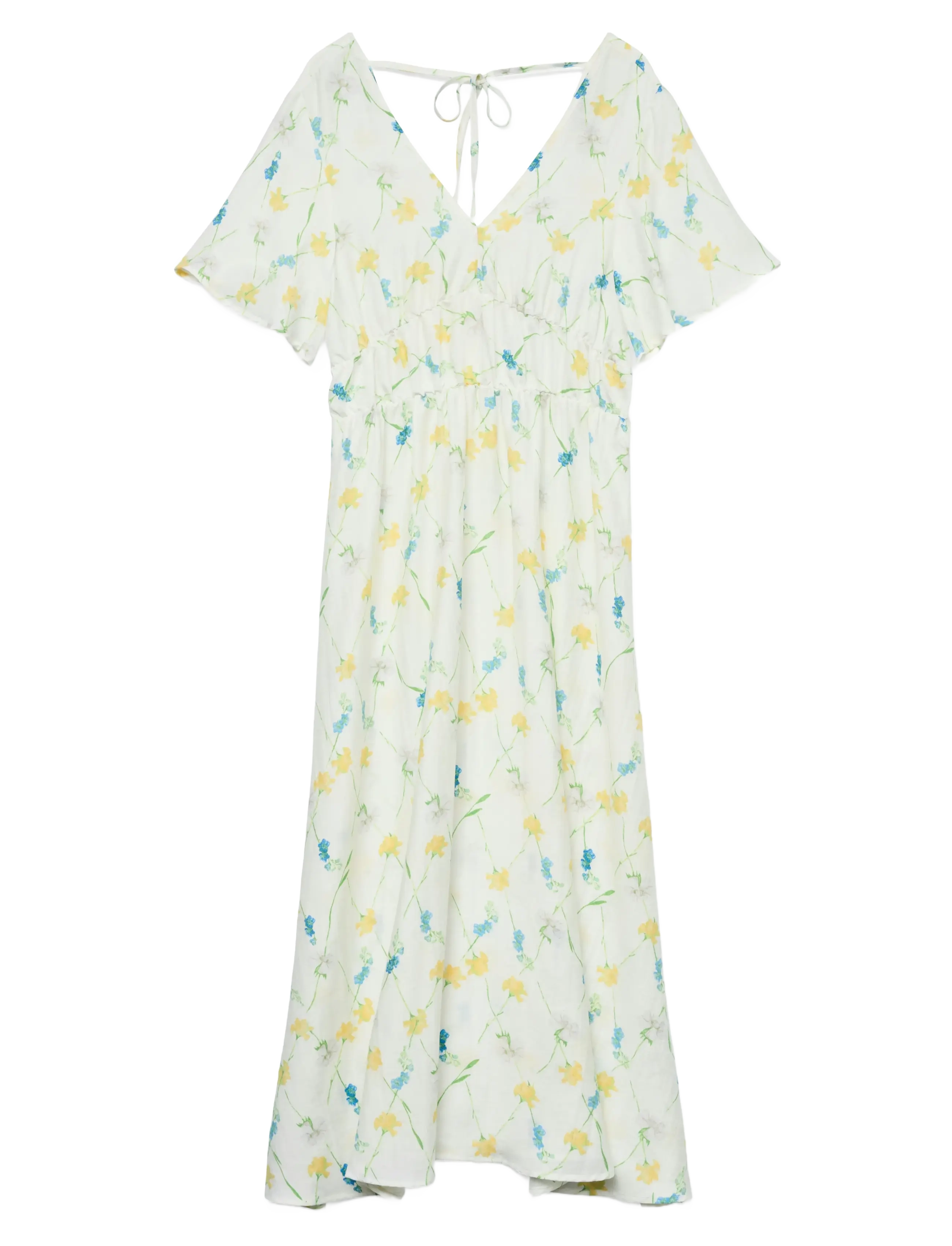 Vero Moda VMFLORA OLGA SS 7/8 DRESS WVN GA - Vero Moda - SNOW WHITE / multi