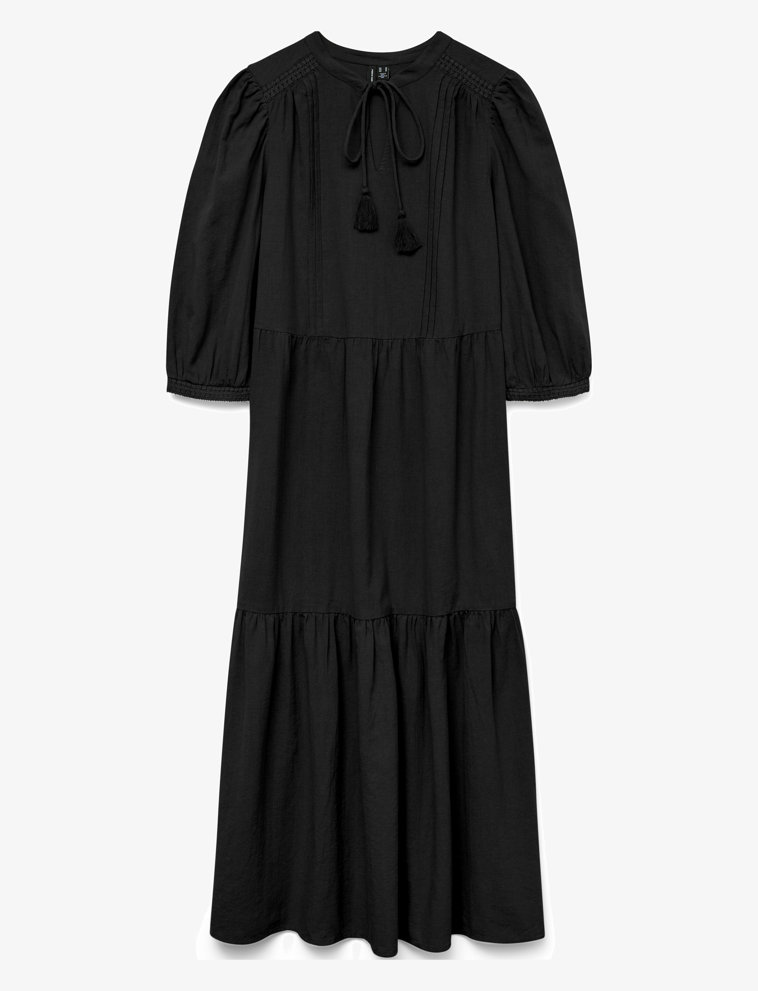 Vero Moda VMPRETTY 3/4 LONG DRESS WVN GA - Vero Moda - BLACK / black