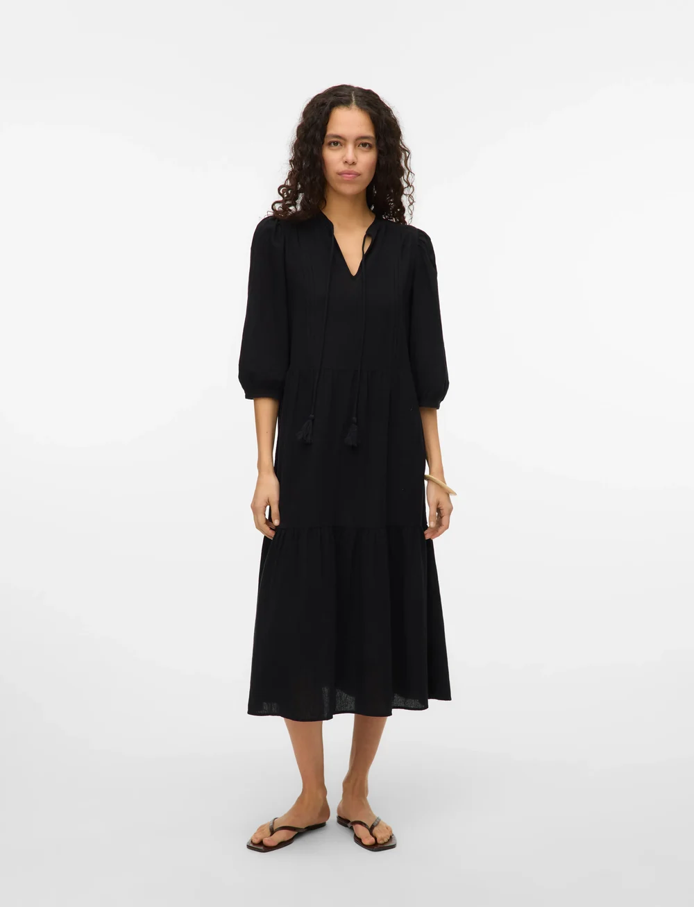 Vero Moda - VMPRETTY 3/4 LONG DRESS WVN GA - confirmation - black - 0