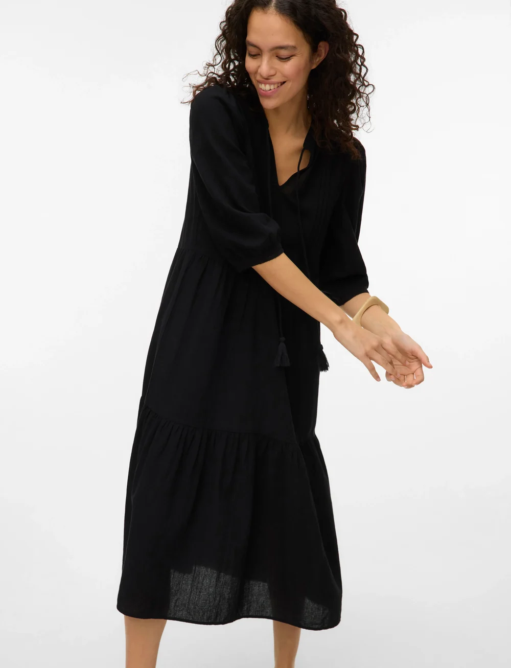 Vero Moda - VMPRETTY 3/4 LONG DRESS WVN GA - confirmation - black - 4