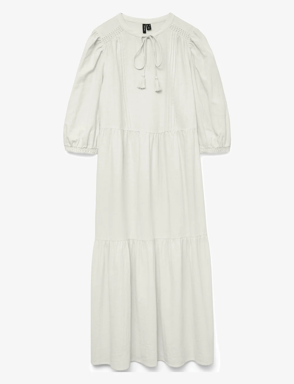 Vero Moda - VMPRETTY 3/4 LONG DRESS WVN GA - sutvirtinimas - snow white - 1