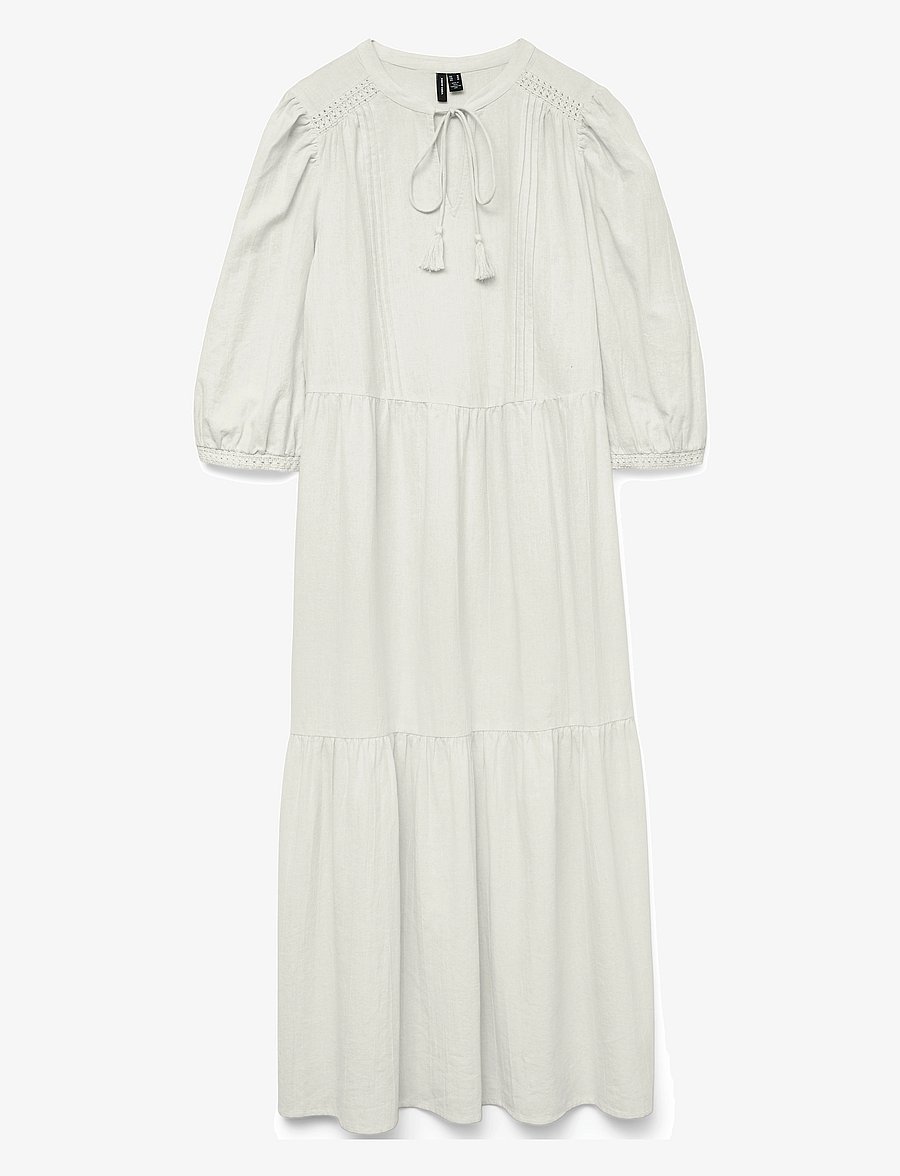 Vero Moda - VMPRETTY 3/4 LONG DRESS WVN GA - konfirmationstøj - snow white - 1