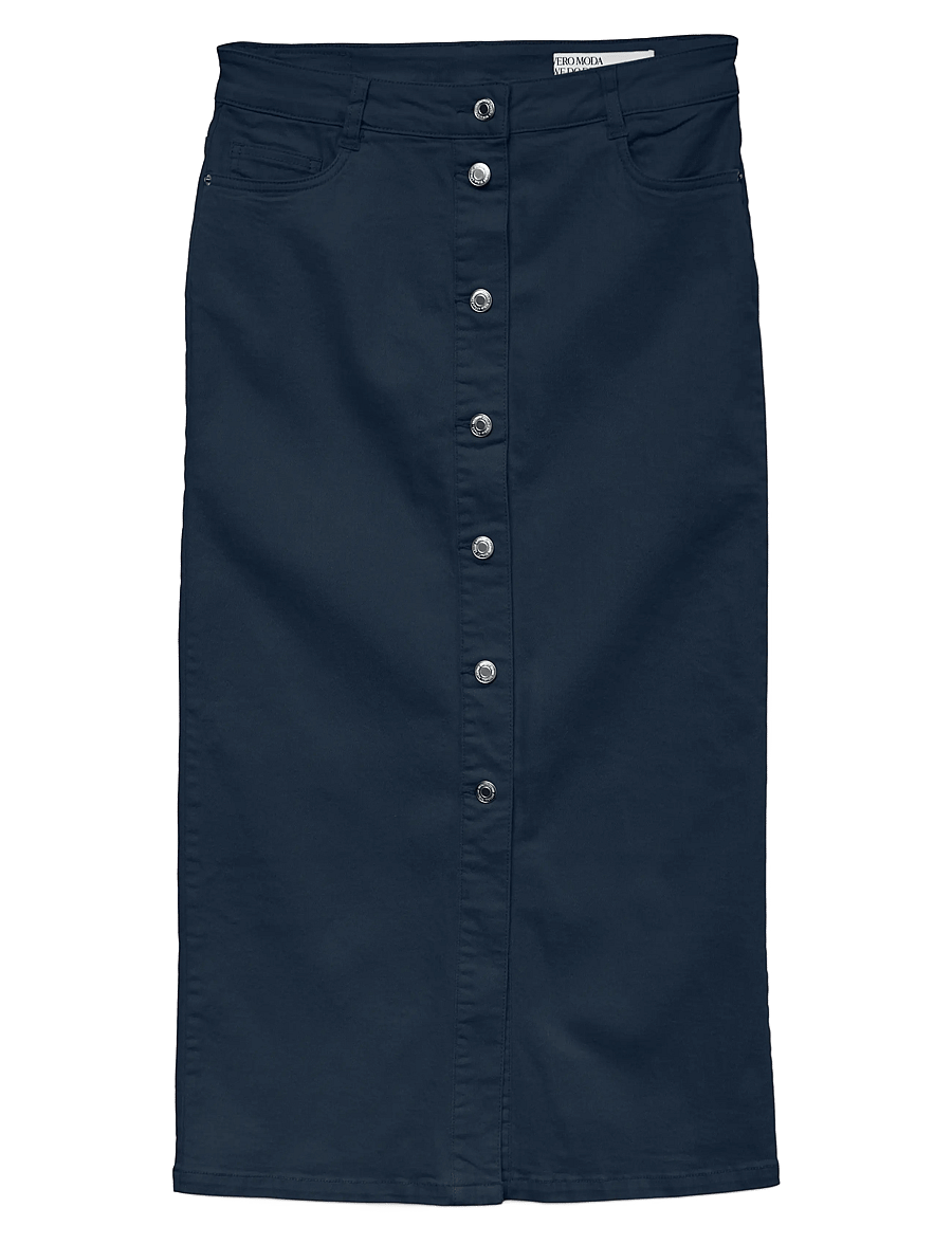 Vero Moda - VMWILD ALVIDA BUTTON HR 7/8 CLR SKIRT - midi-röcke - navy blazer - 1