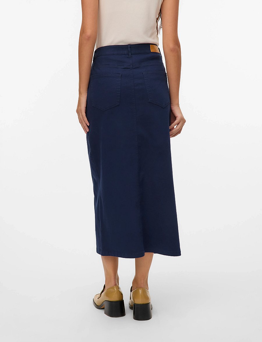 Vero Moda - VMWILD ALVIDA BUTTON HR 7/8 CLR SKIRT - midi-röcke - navy blazer - 3