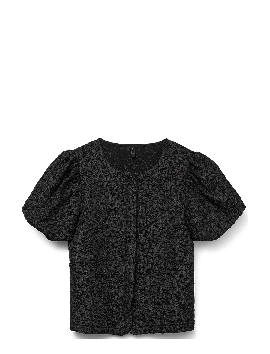 Vero Moda - VMMERLE SS PUFF CARDIGAN JRS RET - black - 1