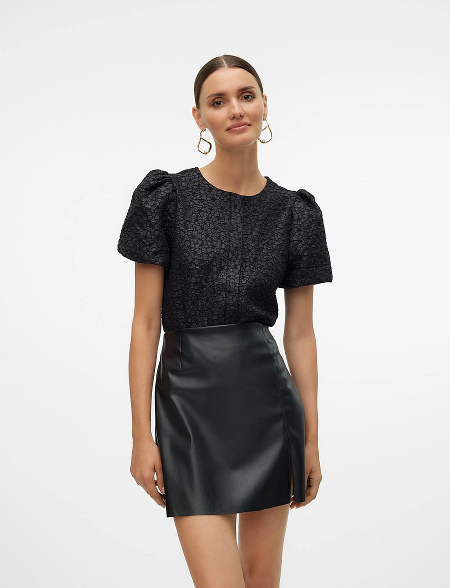 Vero Moda - VMMERLE SS PUFF CARDIGAN JRS RET - black - 0