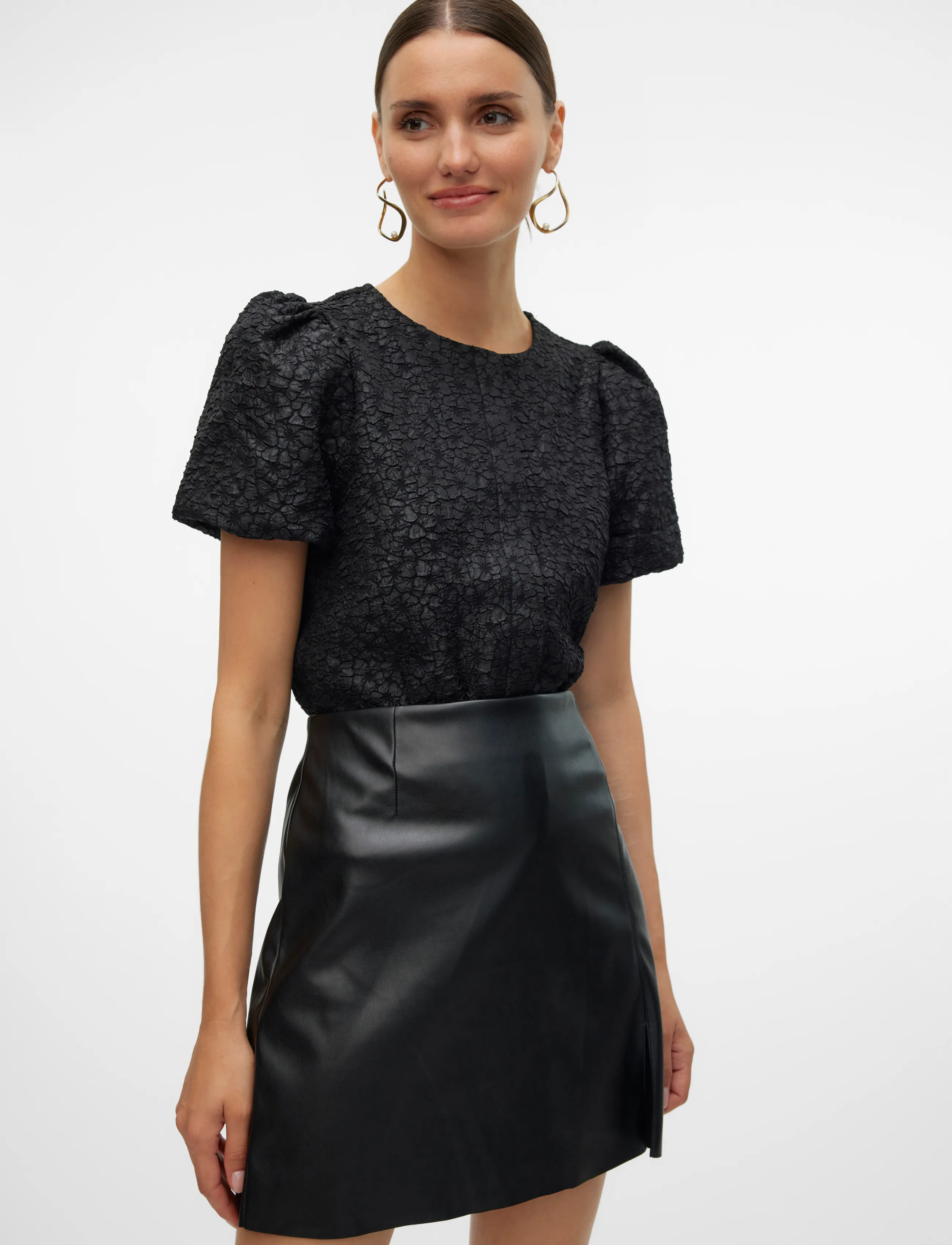 Vero Moda - VMMERLE SS PUFF CARDIGAN JRS RET - black - 4