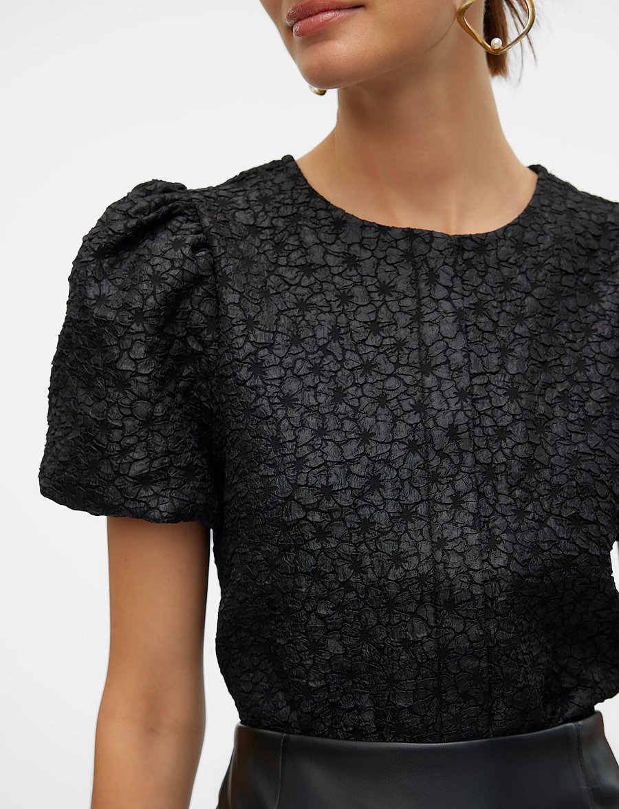 Vero Moda - VMMERLE SS PUFF CARDIGAN JRS RET - black - 5