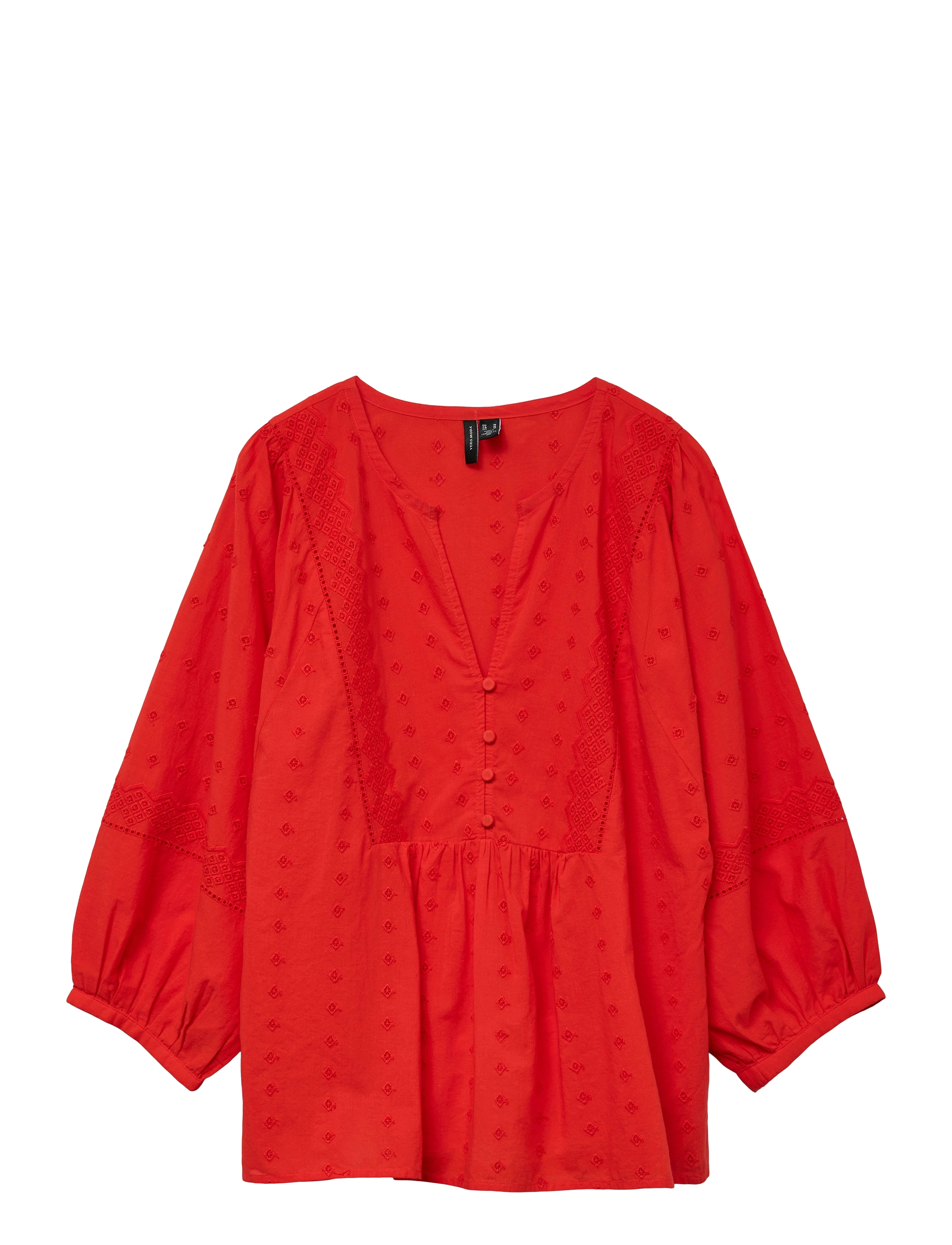Vero Moda VMSOFIE 3/4 V-NECK TOP WVN GA - Bluser - FIERY RED / red