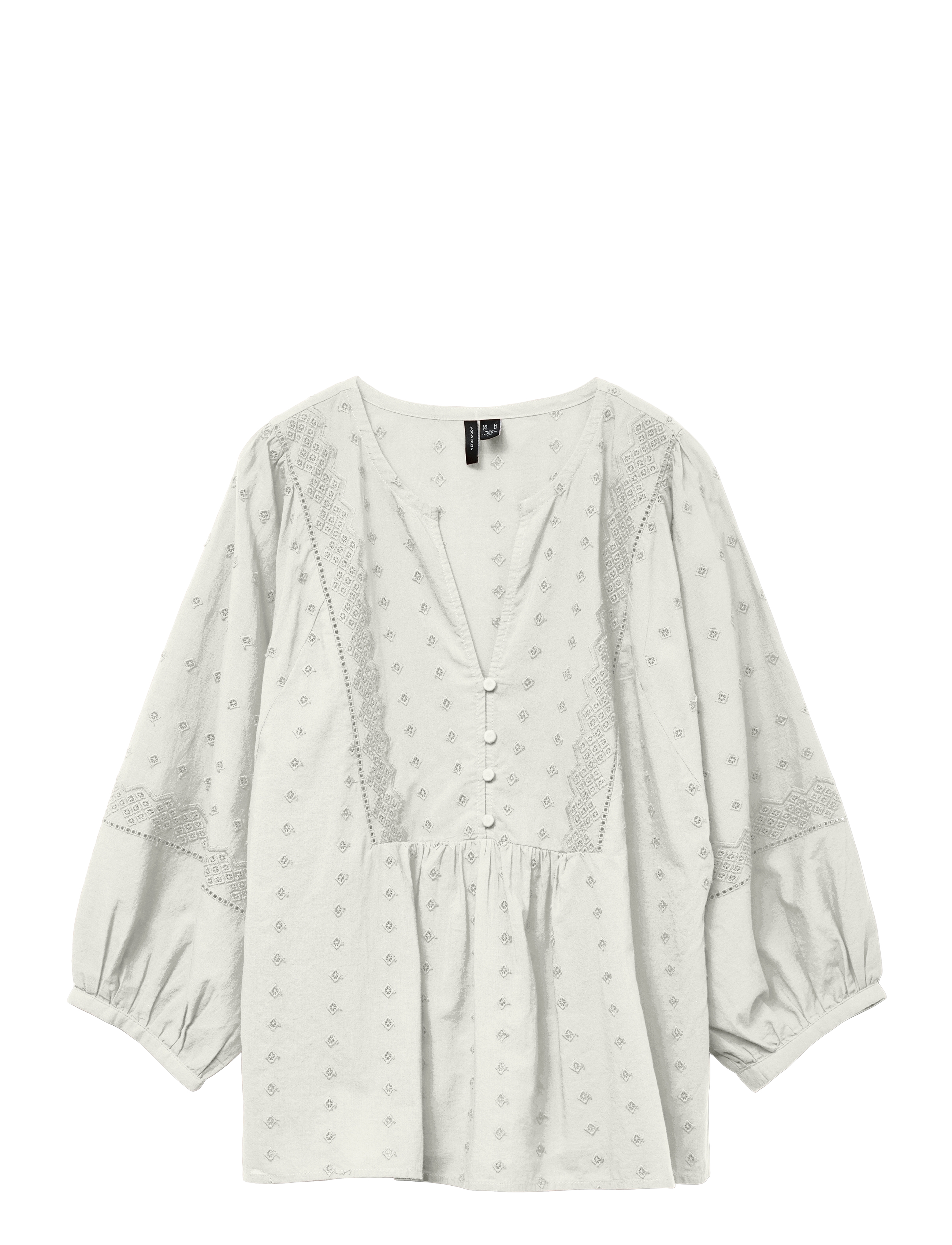 Vero Moda VMSOFIE 3/4 V-NECK TOP WVN GA - Bluser - SNOW WHITE / white