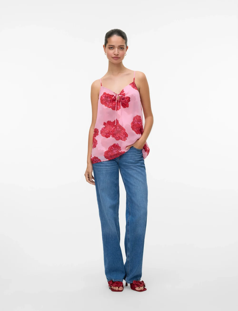 Vero Moda - VMTHILDA TEORA SL SINGLET WVN GA CE - Ärmellose tops - bonbon - 5