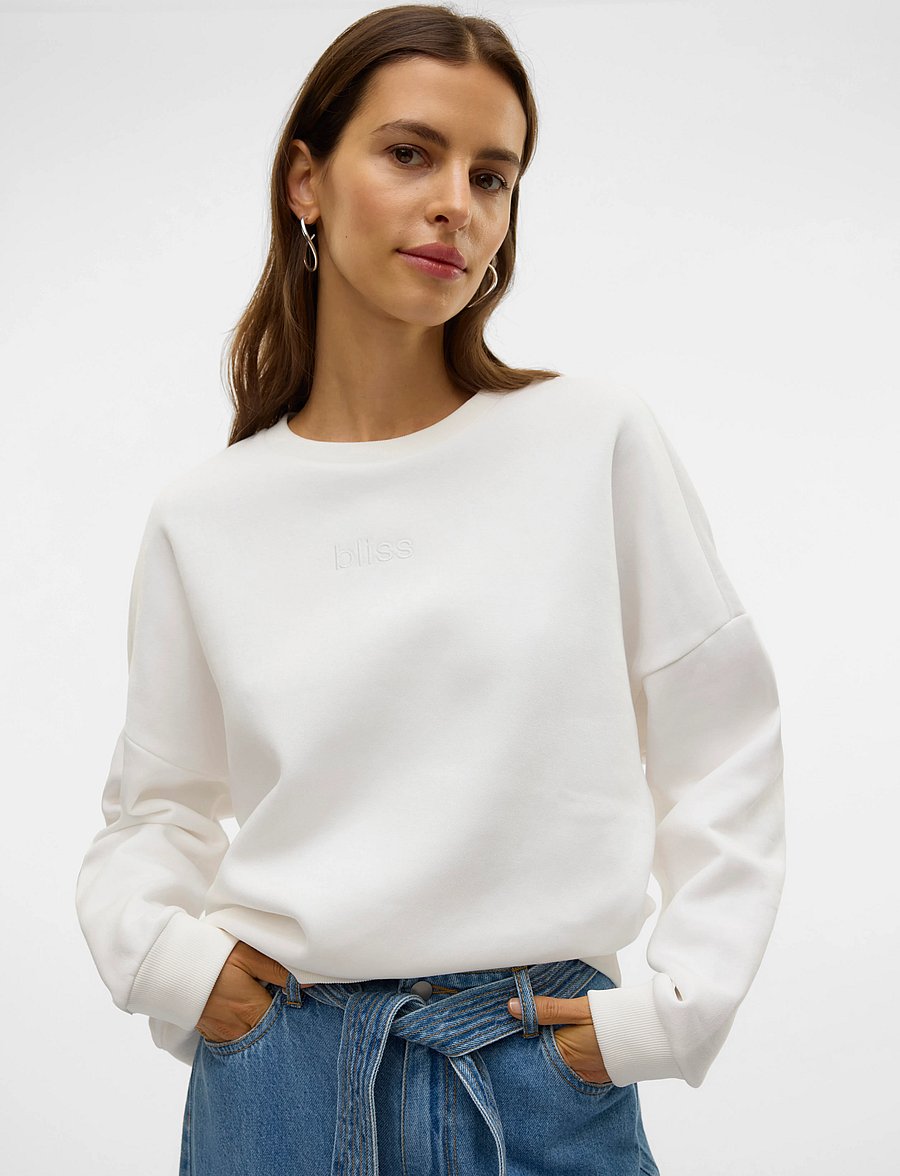 Vero Moda - VMPERNILLE BEA LS SWEAT BOX JRS - hverdags stil - snow white - 3
