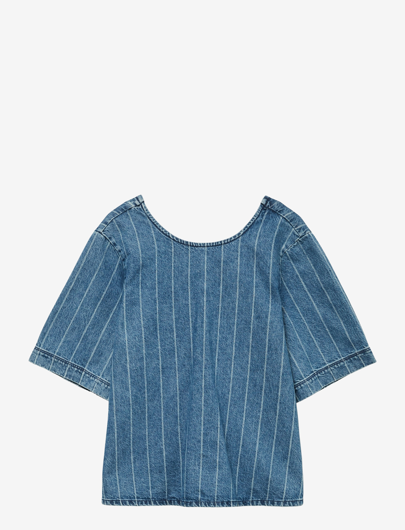 Vero Moda - VMTRILLE SS STRIED TIE SHIRT - kortærmede bluser - medium blue denim - 1