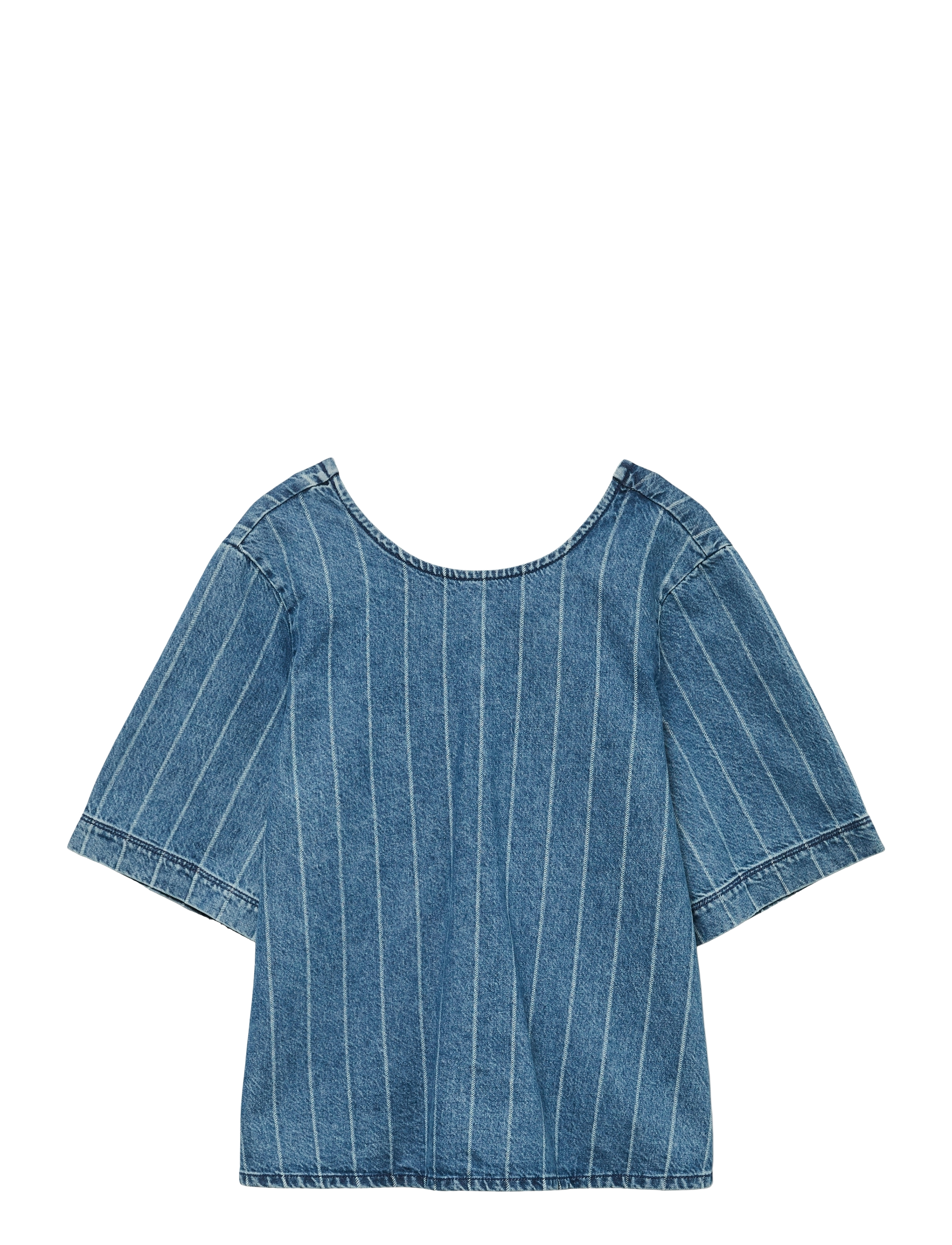 Vero Moda VMTRILLE SS STRIED TIE SHIRT - Kortærmede bluser - MEDIUM BLUE DENIM / blue