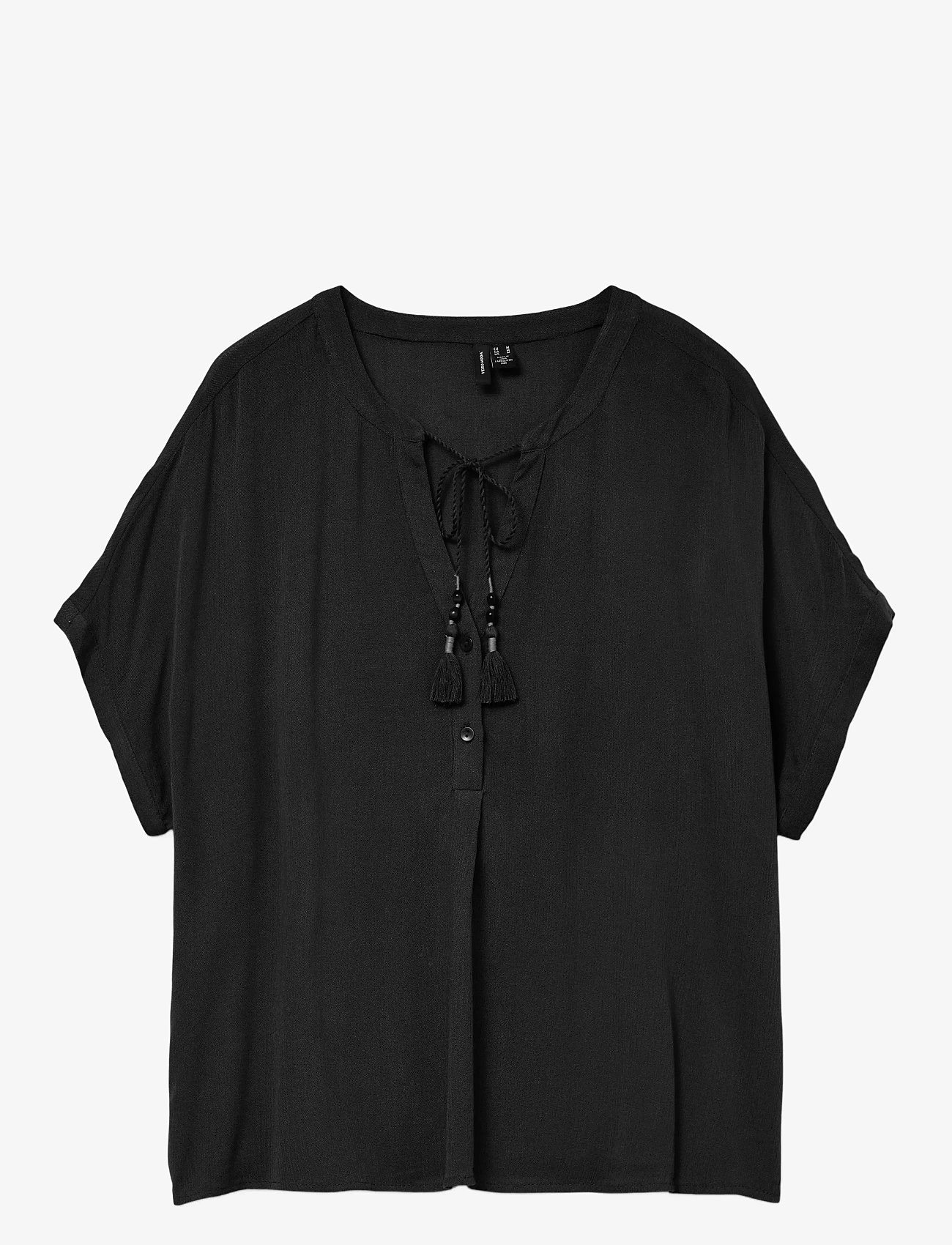 Vero Moda - VMBENTE SS WIDE TOP WVN GA - blouses à manches courtes - black - 1