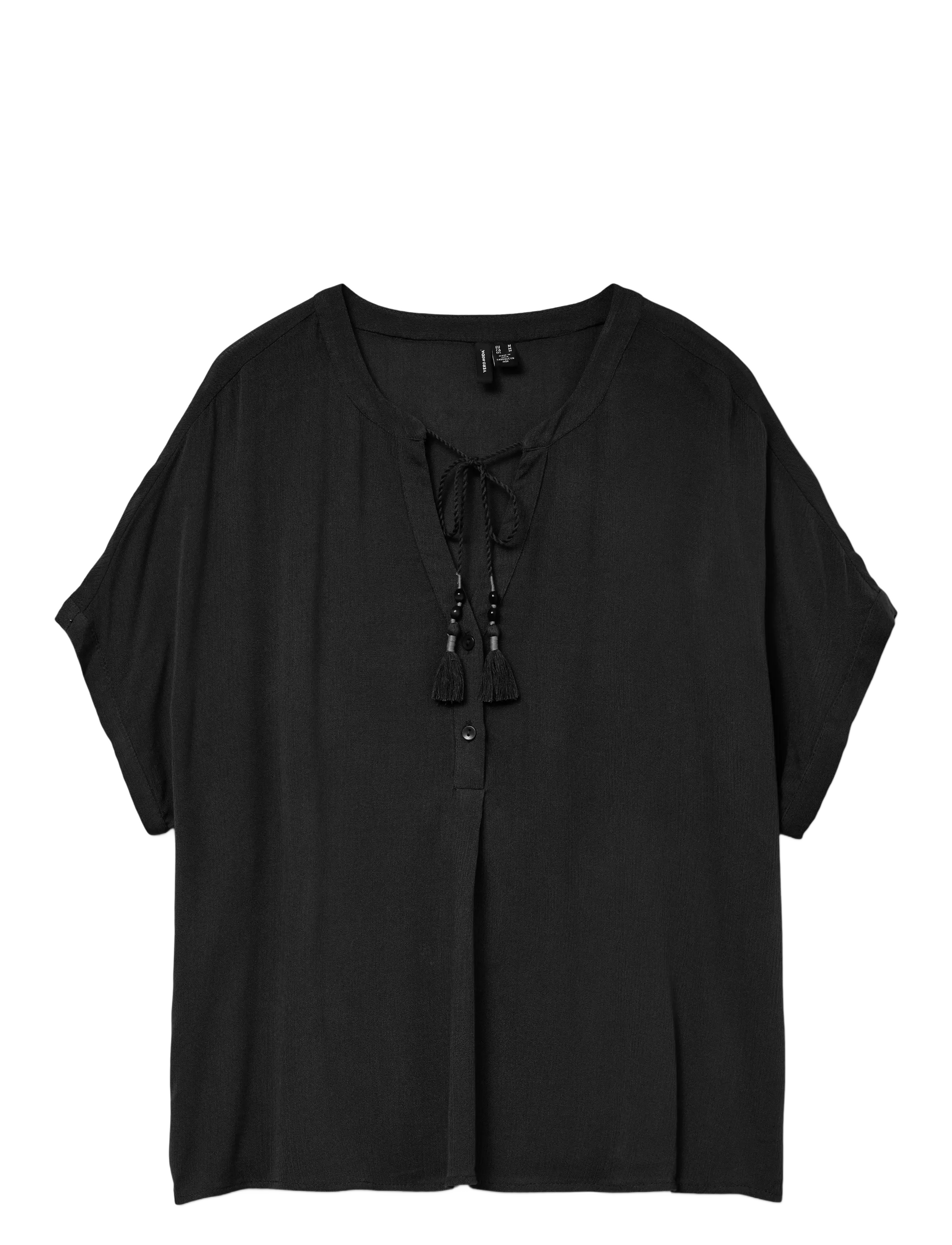 Vero Moda VMBENTE SS WIDE TOP WVN GA - Vero Moda - BLACK / black