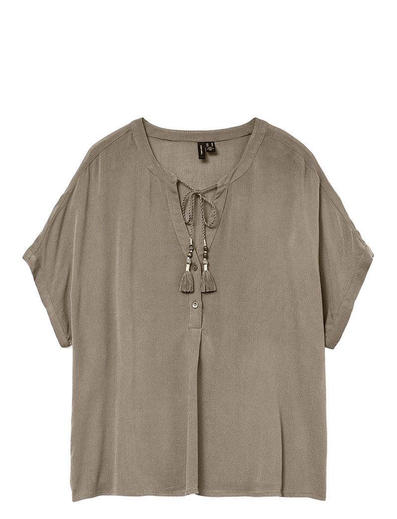 Vero Moda - VMBENTE SS WIDE TOP WVN GA - kortärmade blusar - silver mink - 1