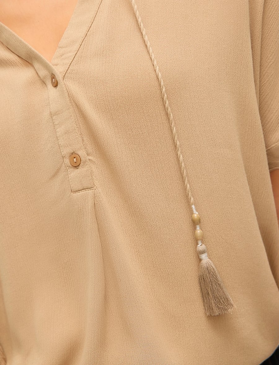 Vero Moda - VMBENTE SS WIDE TOP WVN GA - kurzärmelige blusen - silver mink - 5