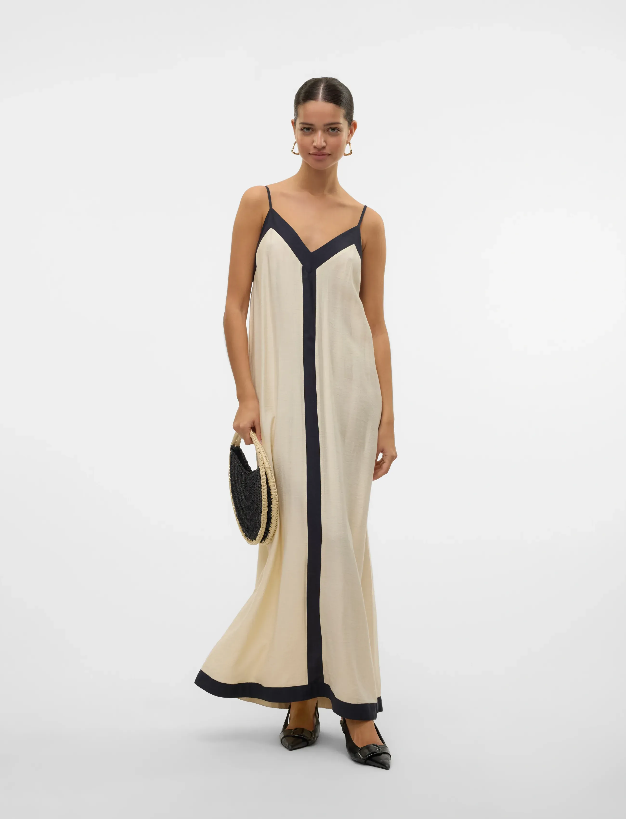 Vero Moda VMDENISE SINGLET ANKLE DRESS WVN BTQ GA - Slip-in jurken - BIRCH / cream