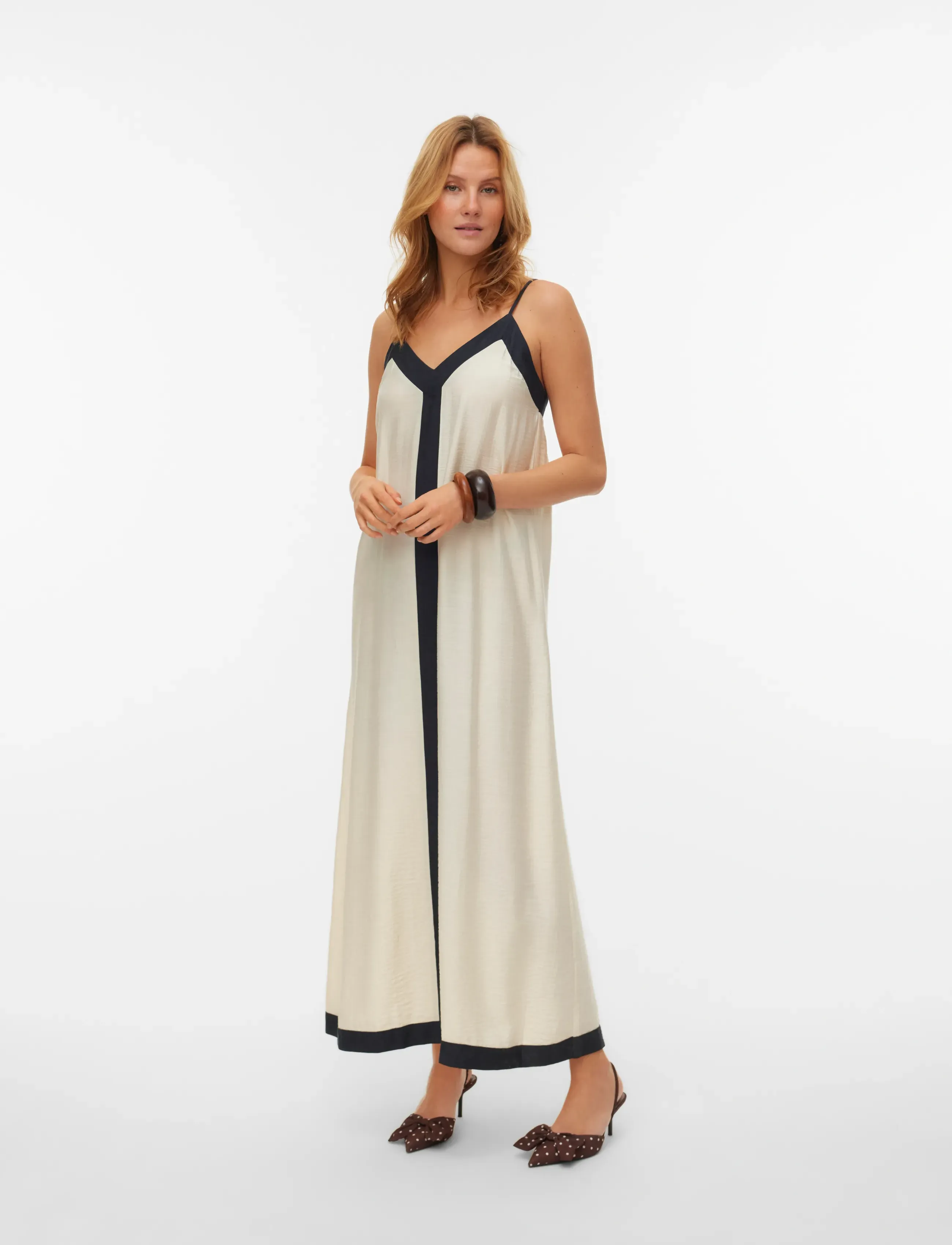 Vero Moda VMDENISE SINGLET ANKLE DRESS WVN BTQ GA - Kjólar - BIRCH / cream