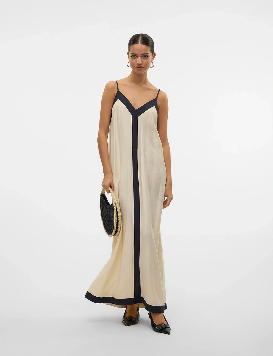 Vero Moda - VMDENISE SINGLET ANKLE DRESS WVN BTQ GA - sukienki na ramiączkach - birch - 0