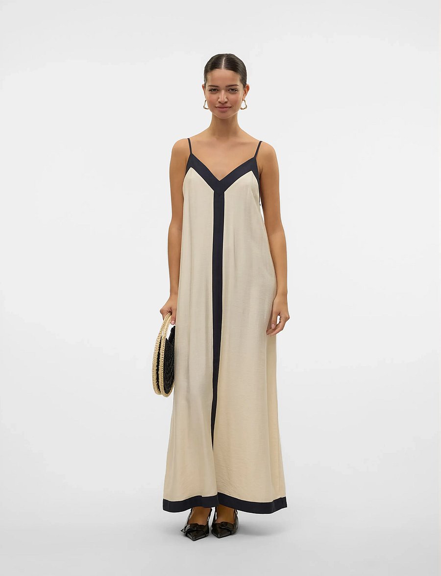 Vero Moda - VMDENISE SINGLET ANKLE DRESS WVN BTQ GA - sukienki na ramiączkach - birch - 3