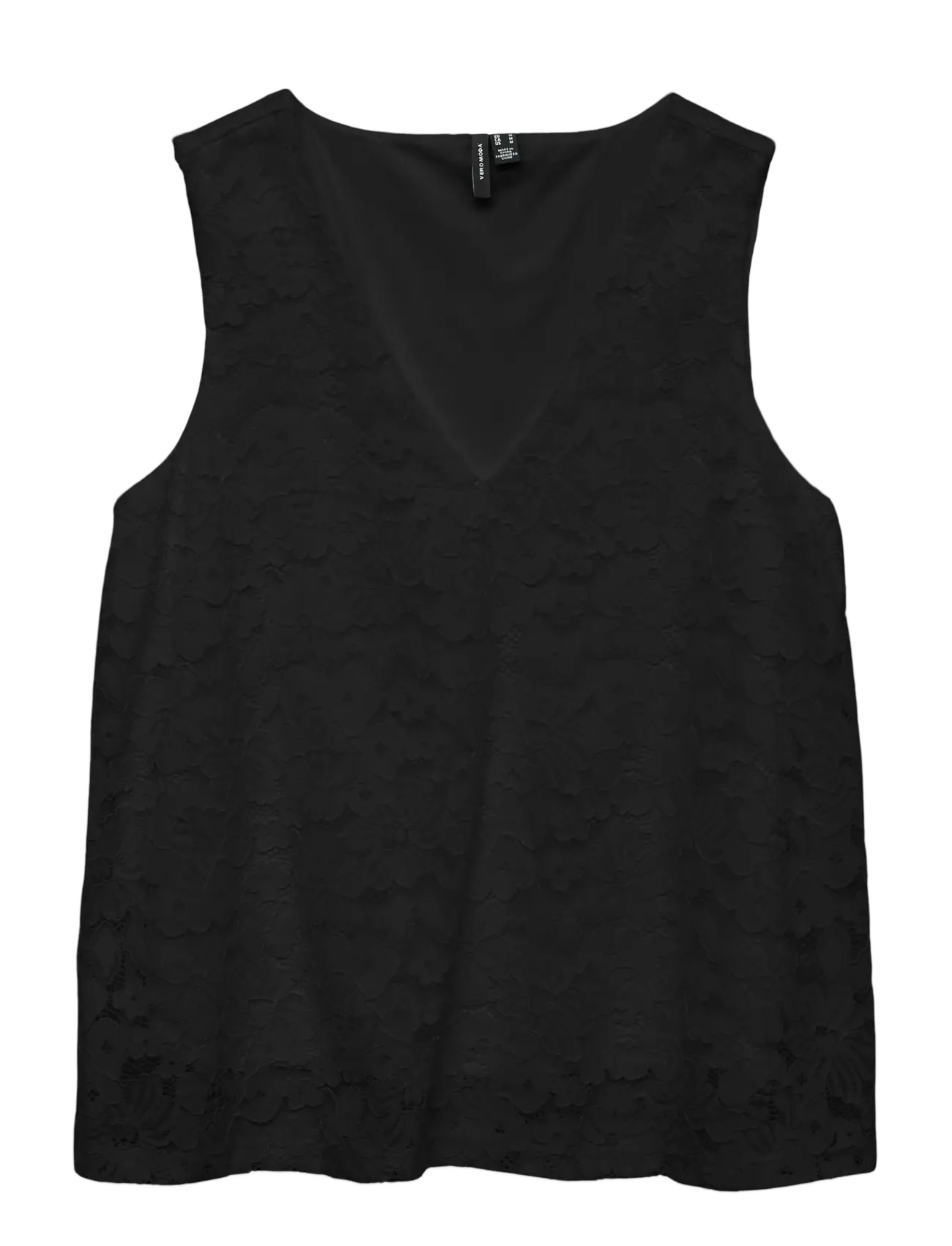 Vero Moda VMHONEY LACE SL V-NECK TOP WVN GA - T-Shirts & Tops - BLACK / black