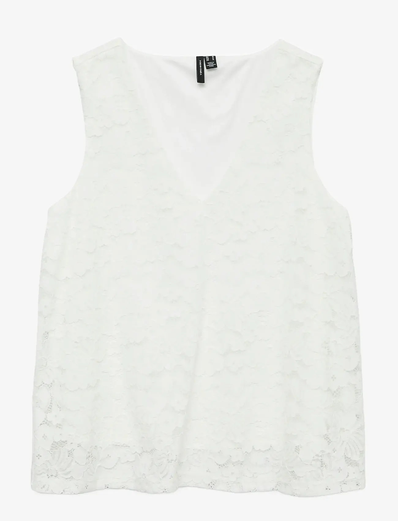 Vero Moda - VMHONEY LACE SL V-NECK TOP WVN GA - linnen - snow white - 1