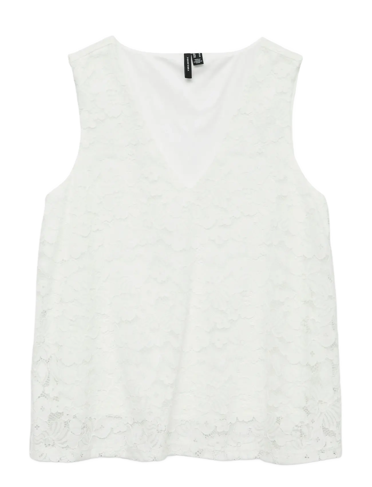 Vero Moda VMHONEY LACE SL V-NECK TOP WVN GA - T-Shirts & Tops - SNOW WHITE / white