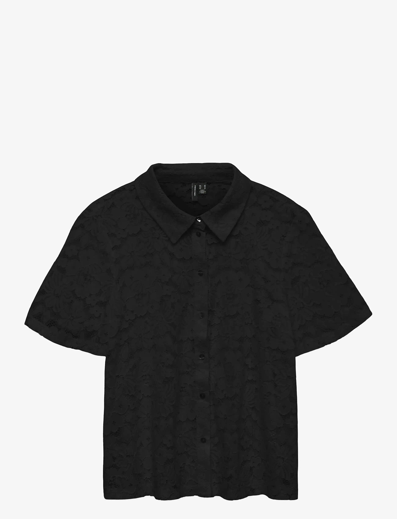 Vero Moda - VMHONEY LACE SS SHIRT WVN GA - kortærmede skjorter - black - 1