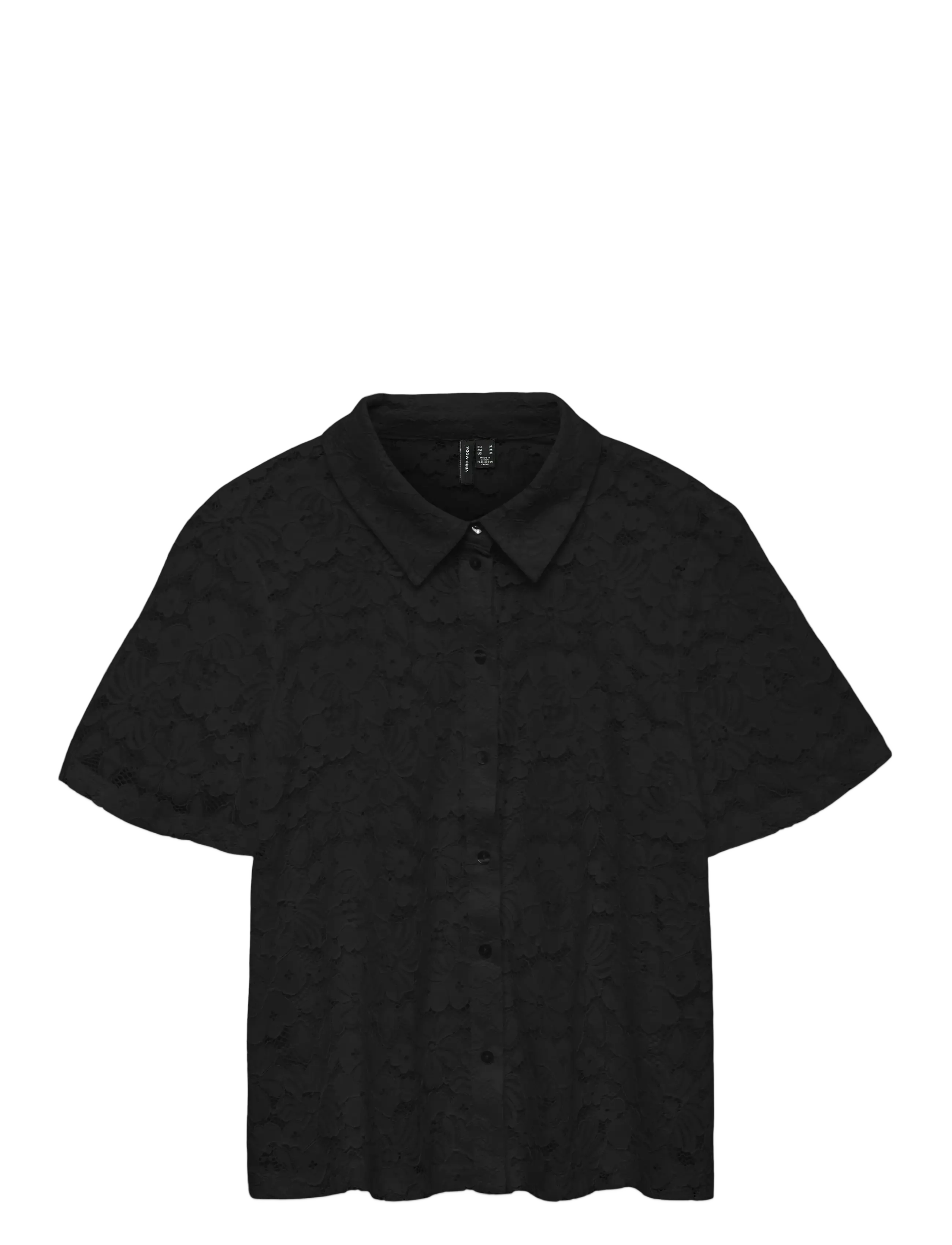 Vero Moda VMHONEY LACE SS SHIRT WVN GA - Skjortor - BLACK / black