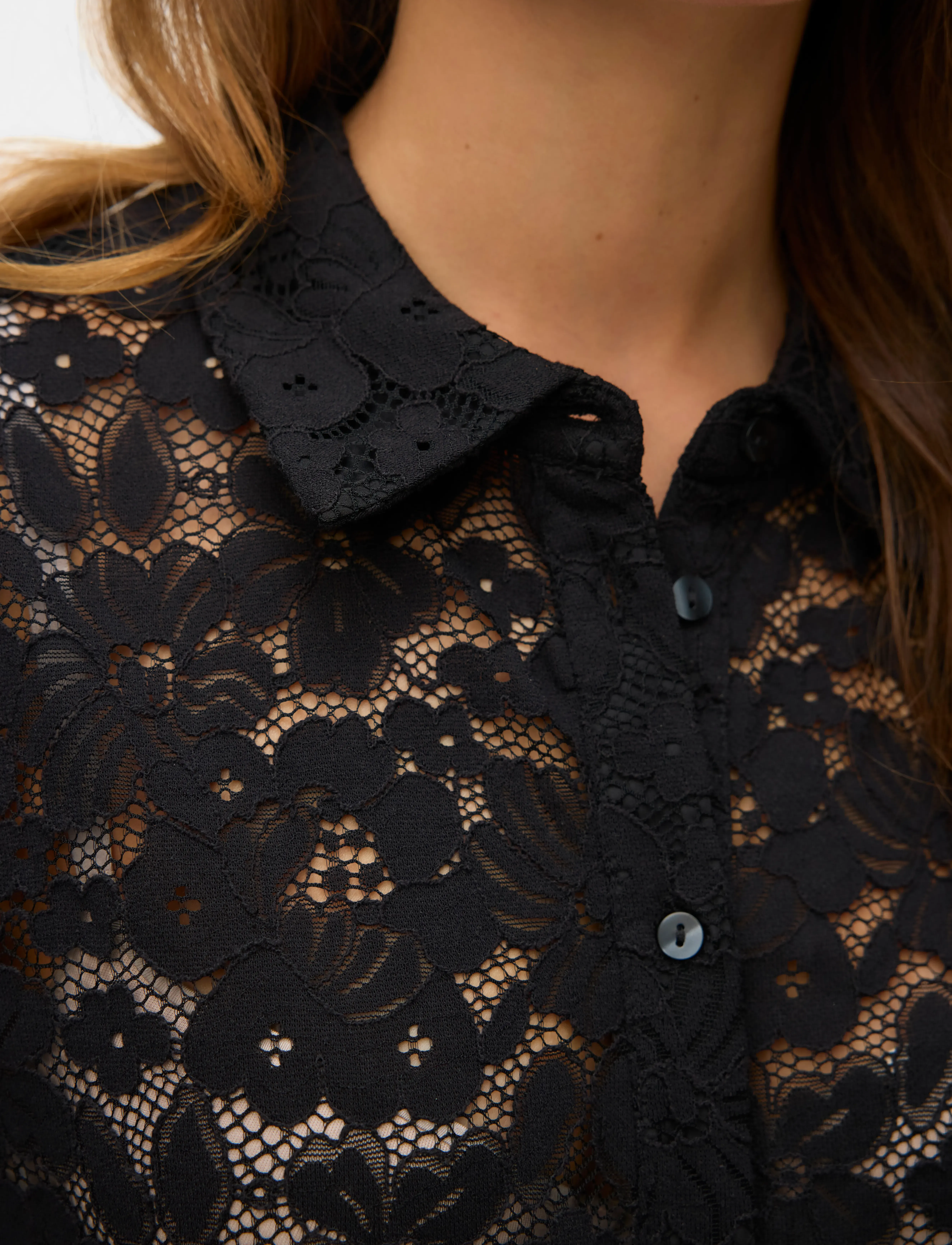 Vero Moda - VMHONEY LACE SS SHIRT WVN GA - kurzärmlige hemden - black - 5