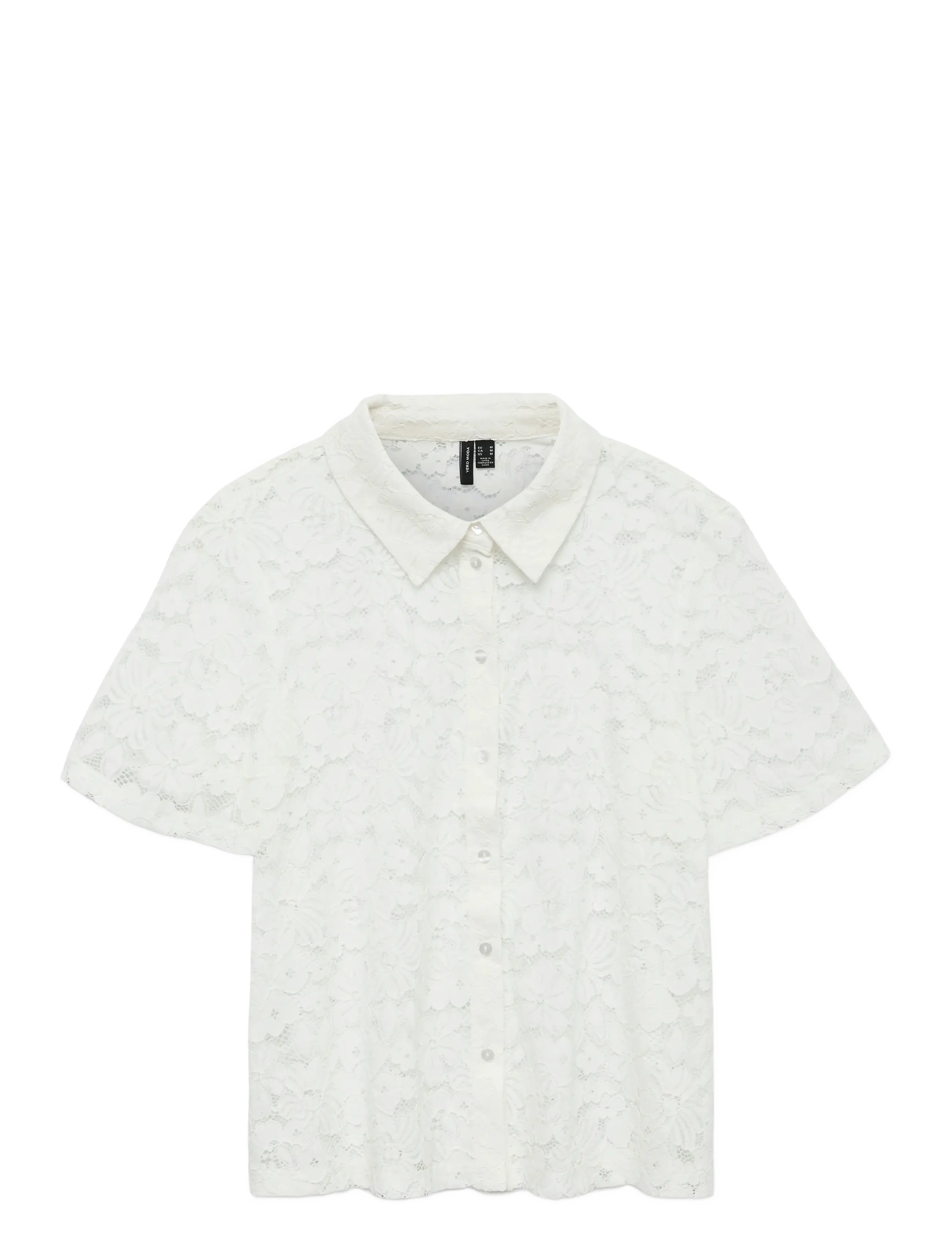 Vero Moda VMHONEY LACE SS SHIRT WVN GA - Skjortor - SNOW WHITE / white