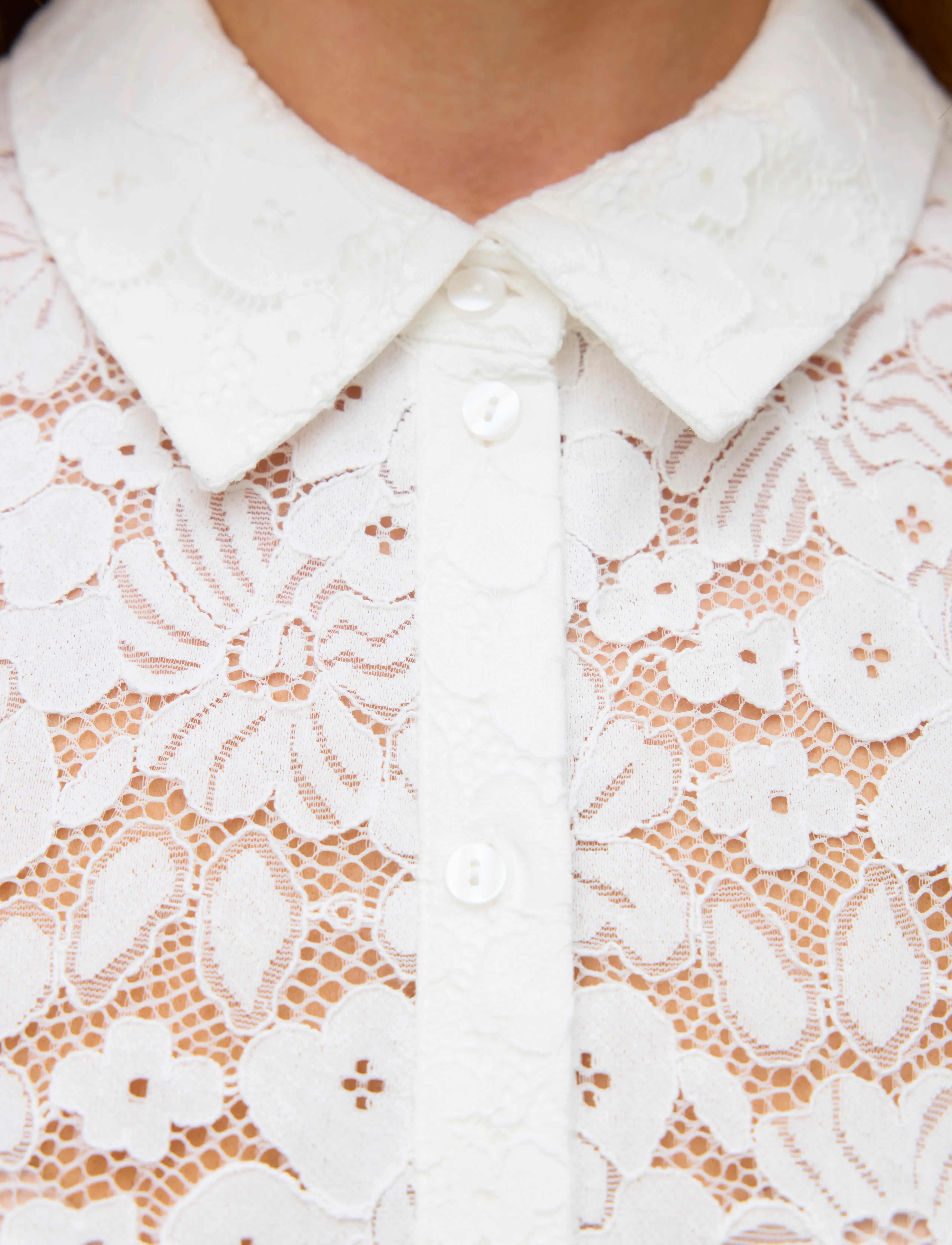 Vero Moda - VMHONEY LACE SS SHIRT WVN GA - kortærmede skjorter - snow white - 5