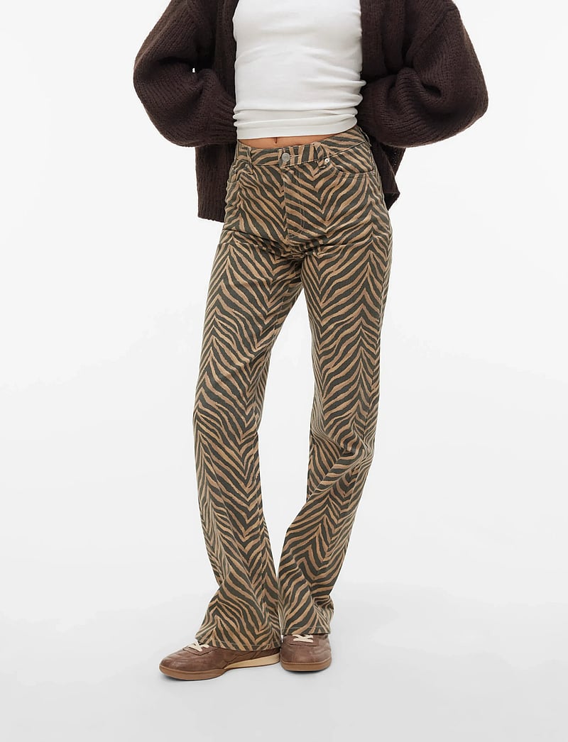 Vero Moda - VMTESSA HR WIDE STRETCH AOP JEANS NOOS - hosen mit weitem bein - silver mink - 4
