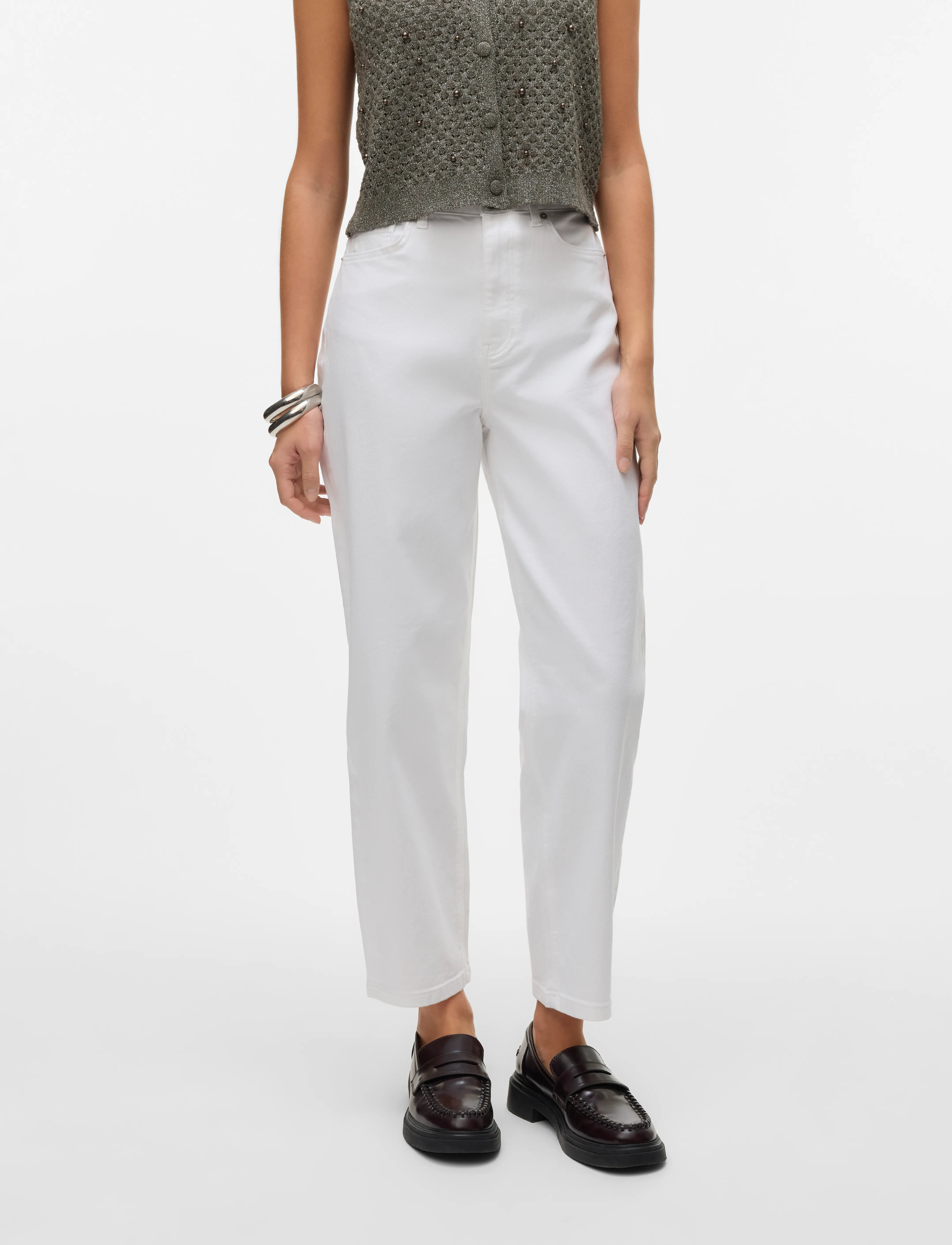 Vero Moda VMLIA HR BARREL DNM JEANS VI410 - Jeans - SNOW WHITE / white