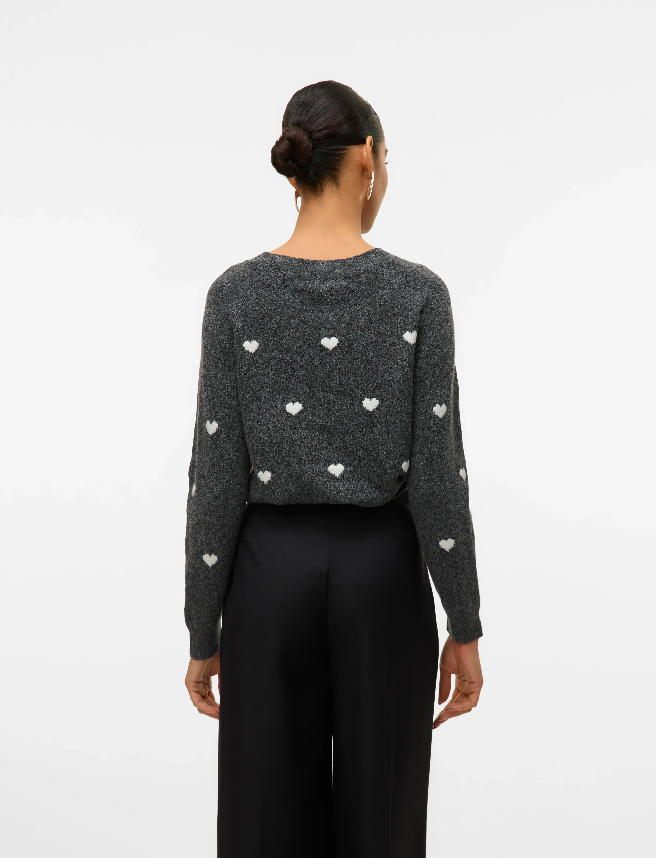 Vero Moda - VMDOFFY INTARSIA LS O-NCK PULLOV GA NOOS - gebreide truien - dark grey melange - 2