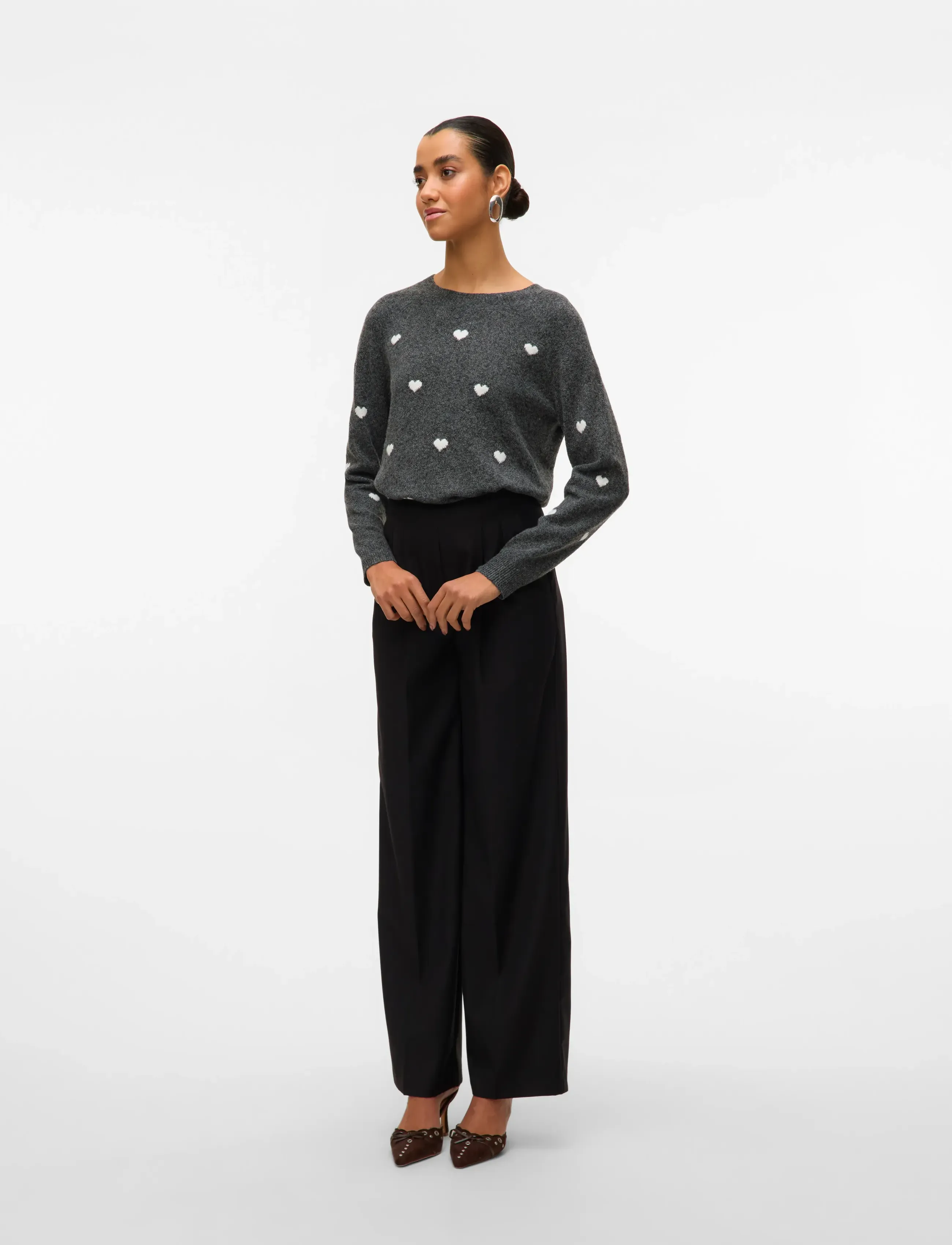 Vero Moda - VMDOFFY INTARSIA LS O-NCK PULLOV GA NOOS - gebreide truien - dark grey melange - 3