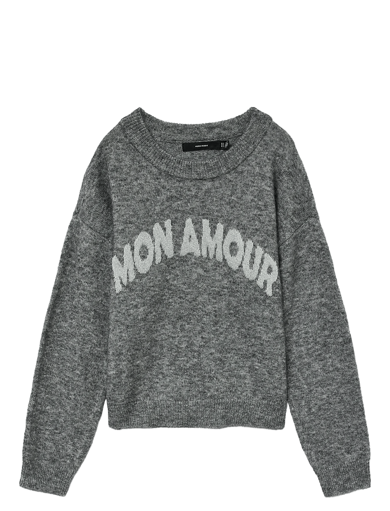 Vero Moda - VMAMOREMIO LS O-NECK PULLOVER BOO - pullover - medium grey melange - 1