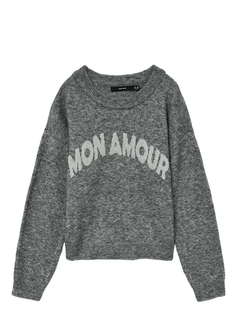 Vero Moda - VMAMOREMIO LS O-NECK PULLOVER BOO - pullover - medium grey melange - 1