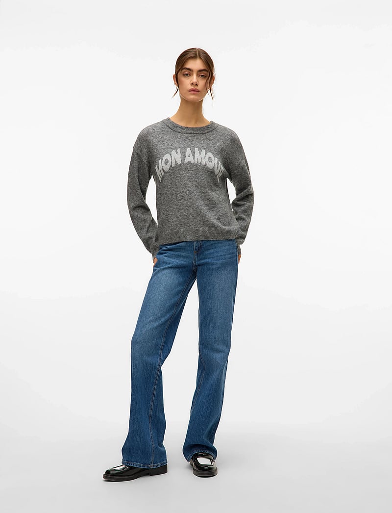 Vero Moda - VMAMOREMIO LS O-NECK PULLOVER BOO - pullover - medium grey melange - 3