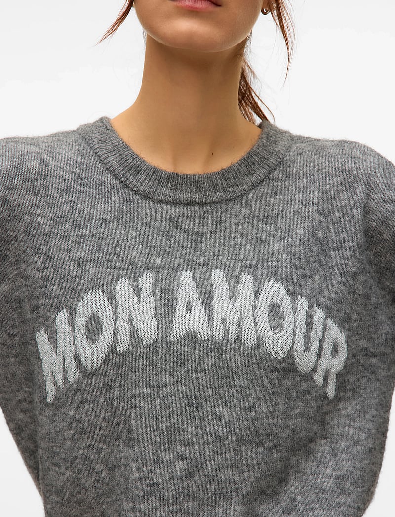 Vero Moda - VMAMOREMIO LS O-NECK PULLOVER BOO - pullover - medium grey melange - 5